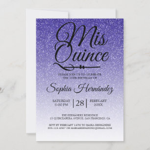 Invitation Quinceañera Parties scintillant Bleue Royale 15e a