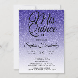 Invitation Quinceañera Parties scintillant Bleue Royale 15e a