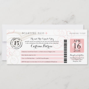 Invitation Quinceanera   Passe d'embarquement