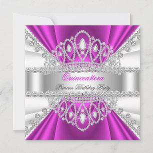 Invitation Quinceanera Princess Rose White Diamond Tiara