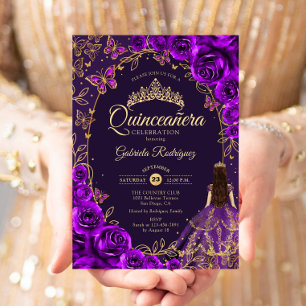 Invitation Quinceanera Purple Gold