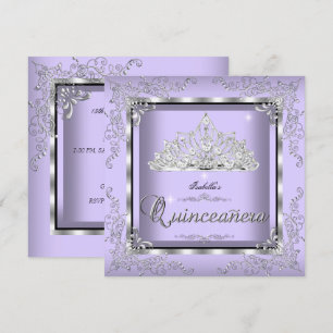 Invitation Quinceanera Purple Lavande Silver Diamond Tiara 3