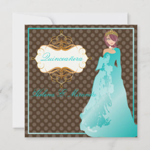 Invitation Quinceañera/Quince años princesse/pois