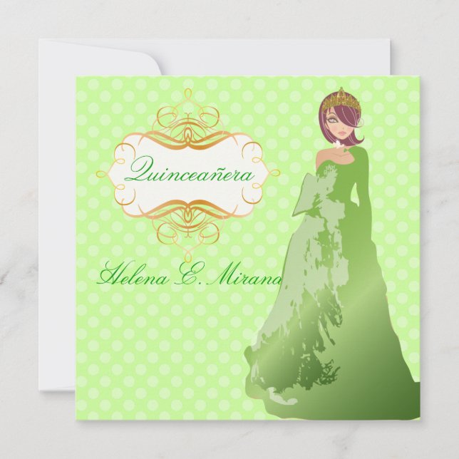 Invitation Quinceañera/Quince años princesse/pois (Devant)