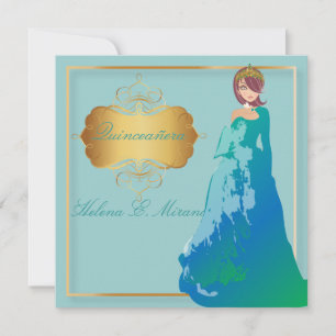 Invitation Quinceañera/Quince años princesse/turquoise