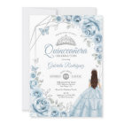 Quinceanera Robe Bleue Bleue Robe Argent Floral