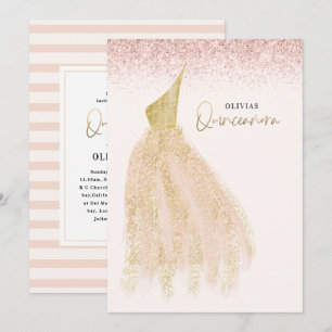 Invitation Quinceañera Robe de parties scintillant rose fille