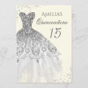 Invitation Quinceanera Robe Pailletée Or Argent