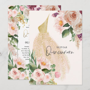 Invitation Quinceañera Robe rose girly robe florale anniversa
