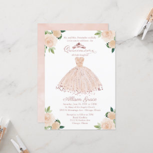 Invitation Quinceanera Robe Rose Gold Rose Pâle