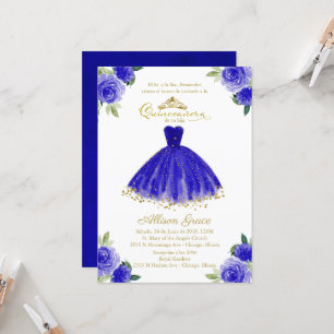 Invitation Quinceañera Robe Royale Bleu Nuit Espag