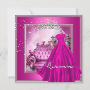 Invitation Quinceanera rose 15e anniversaire de fête magique