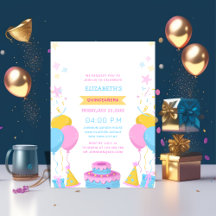 quinceañera rose bleu et jaune coloré