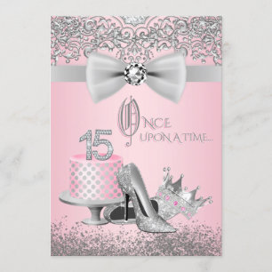 Invitation Quinceanera rose et argent