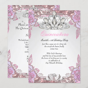 Invitation Quinceanera Rose Lilas Fête des 15 ans 2