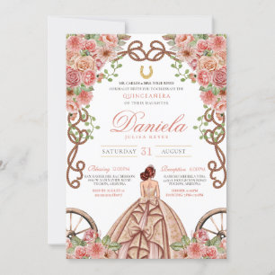 Invitation Quinceanera rose or occidental rose Floral