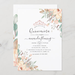 Invitation Quinceañera rose rose pâle