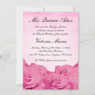 Invitation Quinceanera rose vintage fête d'anniversaire