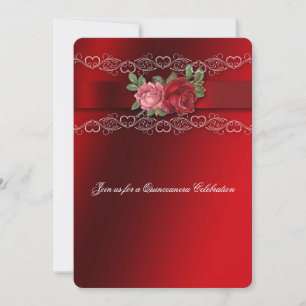 Invitation Quinceañera Roses Roses rouges et roses
