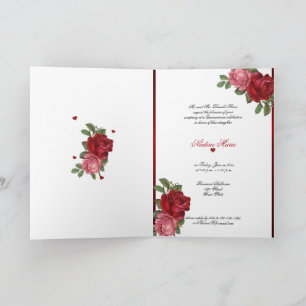 Invitation Quinceanera Roses roses rouges Satin rouge