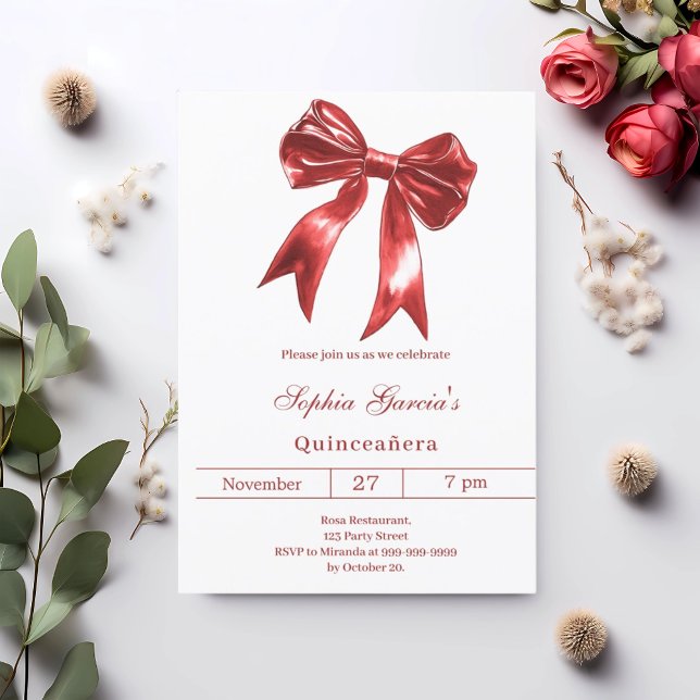 Invitation Quinceanera rouge cor (Créateur téléchargé)