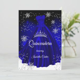 Invitation Quinceanera Royal bleu flocon de neige Robe en arg