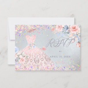 Invitation Quinceanera RSVP Blush Pin Parties scintillant Gow