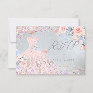 Invitation Quinceanera RSVP Blush Pin Parties scintillant Gow