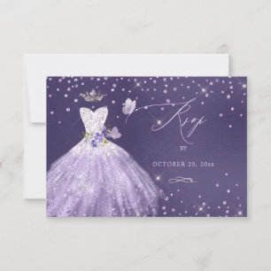 Invitation Quinceanera RSVP Dusty Purple Parties scintillant