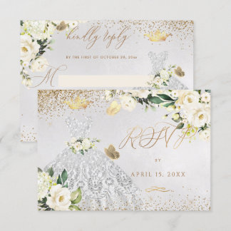 Invitation Quinceanera RSVP Parties scintillant Argent Invita