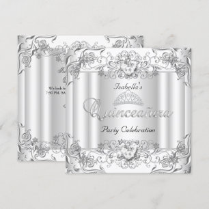 Invitation Quinceanera Silver White Diamond Tiara 15ème Parti