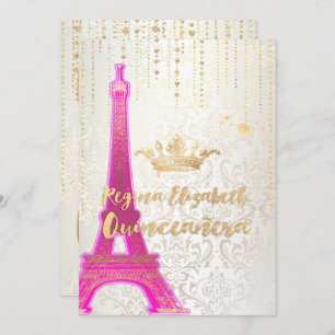 Invitation Quinceanera/Tour Eiffel/Princesse Parisienne/Viole