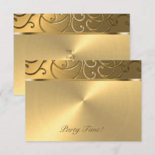 Invitation Quinceanera Toute Gold Filigree Swirl bordure