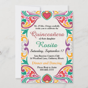 Invitation Quinceanera traditionnelle espagnole de la frontiè