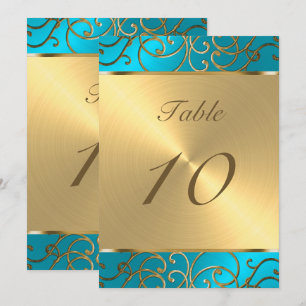 Invitation Quinceanera Turquoise Blue et Gold Filigree