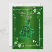 Quinceanera Vert et Argent Floral Élégant