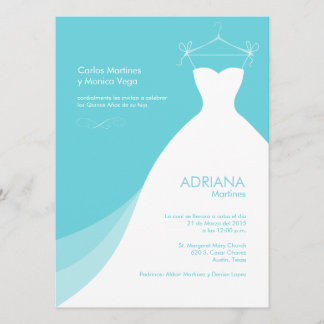 Invitation Quinceañera Vestido Azul Invitaciones