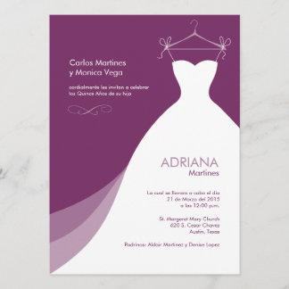 Invitation Quinceañera Vestido Púrpura Invitaciones