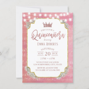 Invitation Quinceanera Vintage Pink Music 15e anniversaire