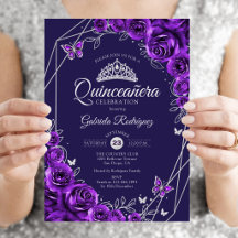 Quinceanera Violet Argent Floral