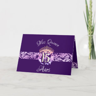 Invitation Quinceanera Violet Lilac Elégant Espagnol