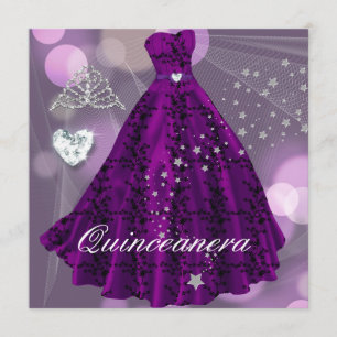 Invitation Quinceanera violette 15ème anniversaire