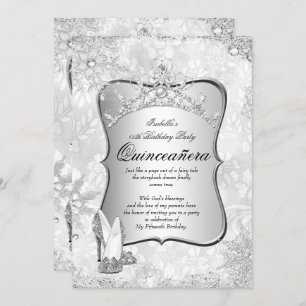 Invitation Quinceanera Winter Wonderland Silver Snowflake 2