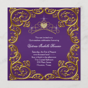 Invitation Quincénanera mauve et or