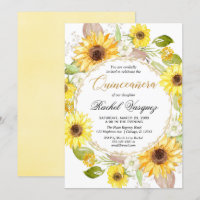 Quincennera jaune et doré des tournesols