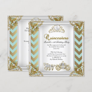 Invitation Quinze ans Anniversaire de Contes de Fées Or Menth
