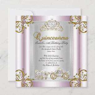 Invitation Quinze Ans Contes de Fées Anniversaire Rose Pâle