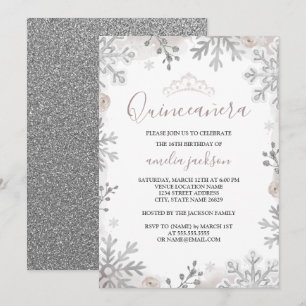 Invitation Quinze ans Winter Wonderland Rose Argent