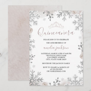 Invitation Quinze ans Winter Wonderland Silver Blush