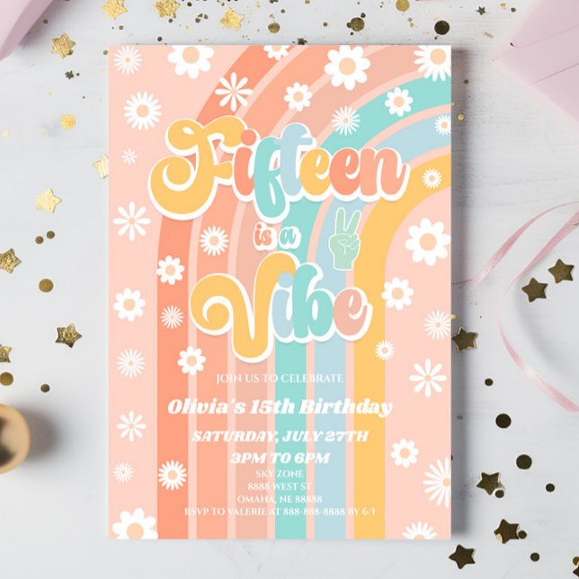 Invitation Quinze Est Une Vibe Daisy 15ème Fête Anniversaire (Créateur téléchargé)